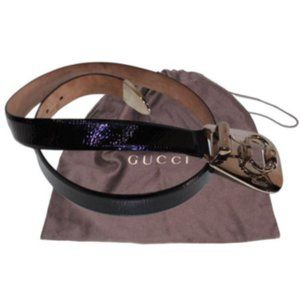 GUCCI Patent Leather Wide Horsebit Buckle Belt